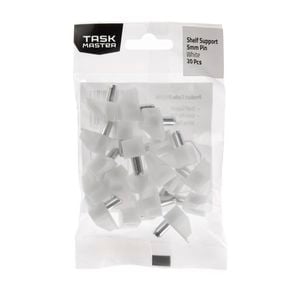 Taskmaster 5mm White Plastic Shelf Support - 20 Pack