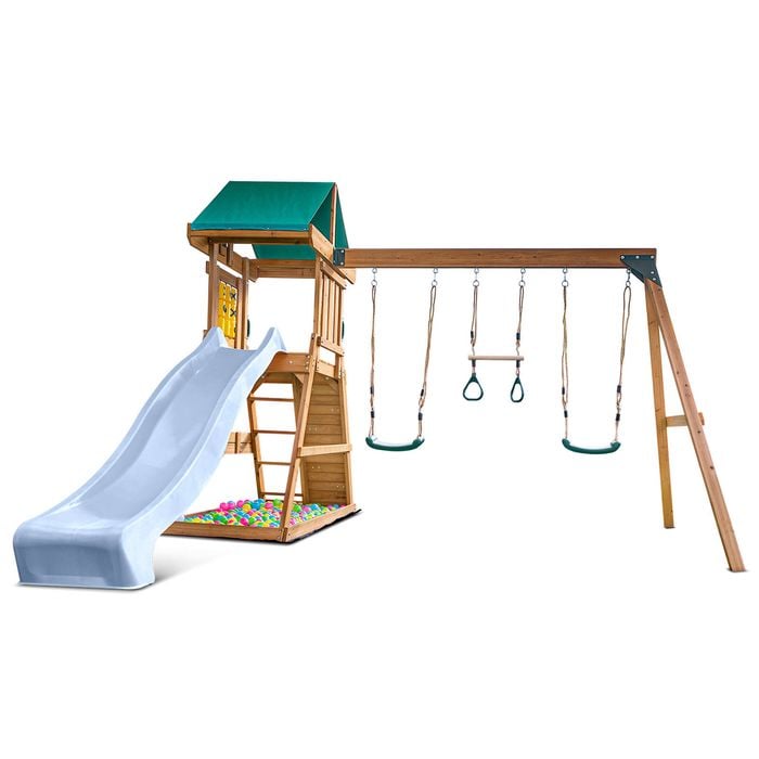 Lifespan Kids Birmingham Swing Set & Play Centre with 2.2m Pastel Blue Slide 