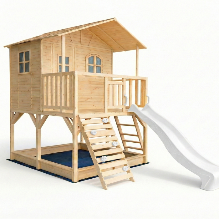 Hide & Seek Kids Marlie Cubby House With 2.2m Bright White Slide