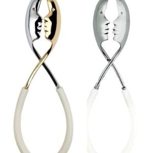Bugatti Kiss Salad Tongs 2-piece Set - White/Gold/Chrome