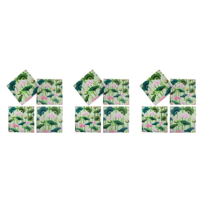 3x 4pc LVD Porcelain Coasters Pink Lily Home/Kitchen Decor 10cm Square
