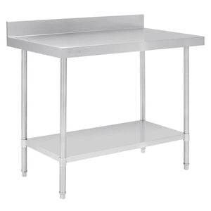 Vogue Stainless Steel Table Premium With Splashback 1200mm Commercial Kitchen Bench