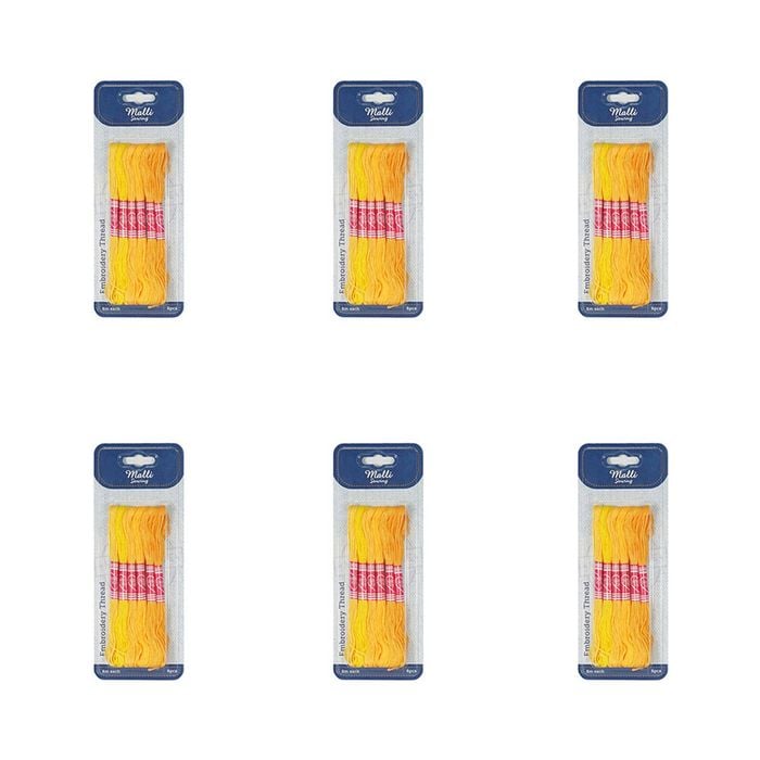6x 6pc Malli Yellow 8m  Sewing Embroidery Cross-stitch Thread