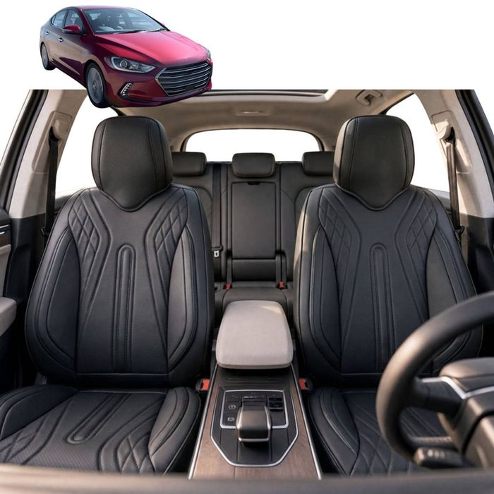 Australian Goose Front Seat Covers for Hyundai Elantra 2016 - 2020 (AD) - PU Leather, Black (2pc)