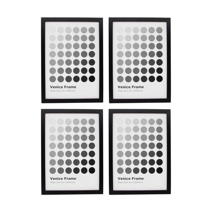 4PK Braz A4 Venice Image Photo Document Display Frame 29.7x21cm Black