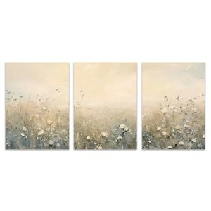 3pcs Serene Wildflower Elegant Floral Print 100% Australian Made 3 x 40x60cm (Metal Print)