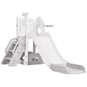 6 in 1 Toddler Slide Indoor Baby Slide Kids Playset Outdoor Playground Grey