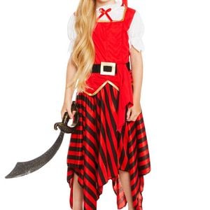 Adventurous Red Pirate Girls Dress Up Costume - Small