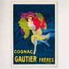 Galrie Vintage French Cognac Gautier Advertising Poster- Timeless Elegance for Your Home, Wood Frame, A1 60 x 84cm (23 x 33inch)