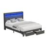Oikiture Bed Frame Double Size With Led Light Usb Charging Storage Headboad Drawers