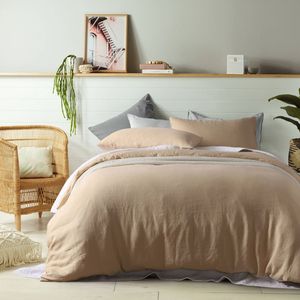 Vintage Design Homewares 100% Linen Birch Quilt Cover Set Queen