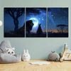 3pcs Lion & Rabbit Under Moonlit Sky Starry Night Print 100% Australian Made 3 x 40x60cm (Metal Print)