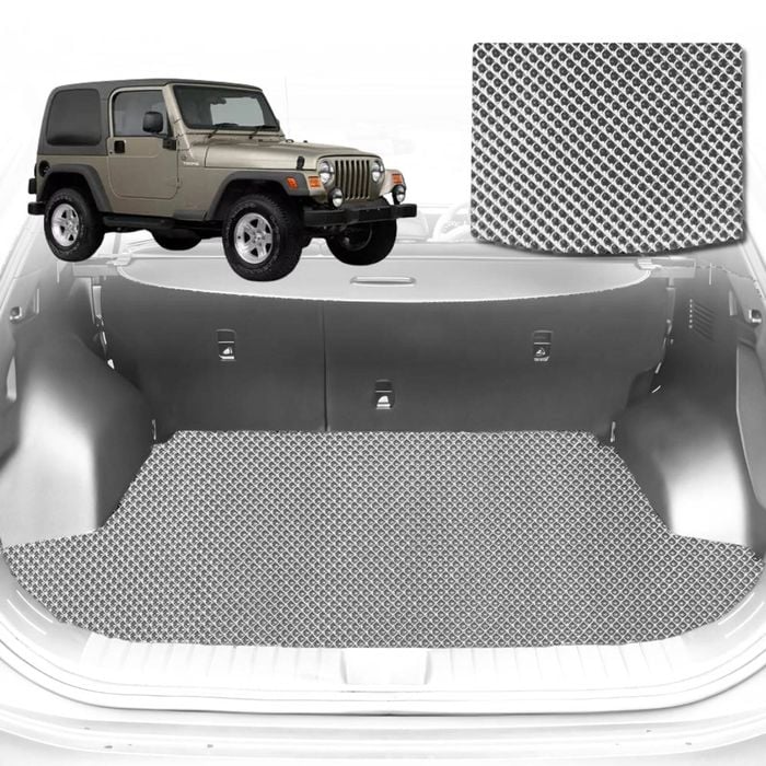 6D Diamond Car Boot Mat for Jeep Wrangler (TJ)1996-2006-Cargo Mat-Grey-Outback GT