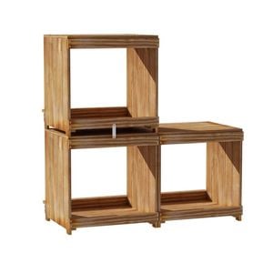 P&P Carbonized Wood Chicken Nesting Box With Three Compartments For Hens Ducks Poultry