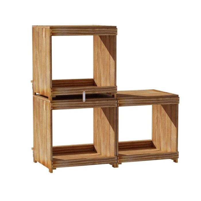 P&P Carbonized Wood Chicken Nesting Box With Three Compartments For Hens Ducks Poultry