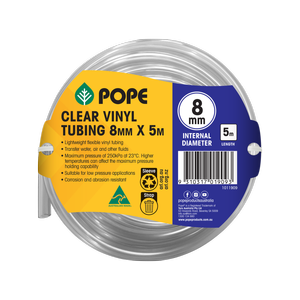 Pope 8mm x 5m Clear Vinyl Tubing