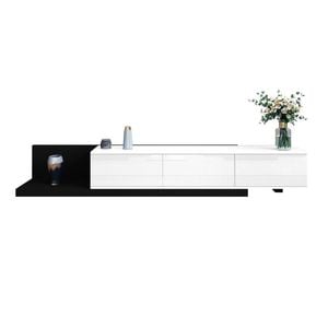 White Black Extendable TV Unit Stand Cabinet