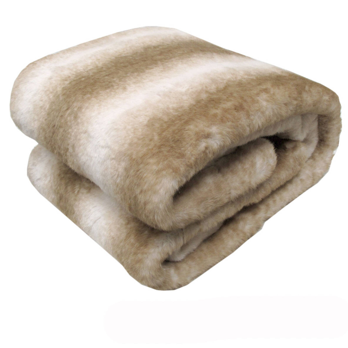 Sia Luxury Range Faux Fur Throw Rug 127 x 152 cm Taupe Striped ...