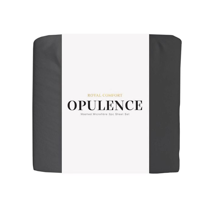 Royal Comfort Opulence Washed Microfibre Sheet Set Ultra Soft Bedding Charcoal King Single