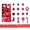 Catzon 30 Pcs Christmas Ball Including Candy Cane Bow Star Hanging Ornaments for Xmas-DarkRed