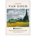 Galrie Van Gogh Wheat Field with Cypresses Art Print - Post-Impressionist Masterpiece, White Frame, 70 x 100cm (28 x 40inch)