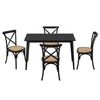 Oikiture 5PCS Dining Table Set Rectangle Table and Rubberwood Dining Chairs