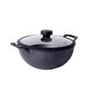 Meyer Pre-Seasoned Cast Iron Induction Deep Wok/Kadai 24cm