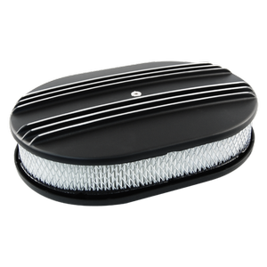 Oval Air Cleaner Kit Half Finned Black Cast Aluminium