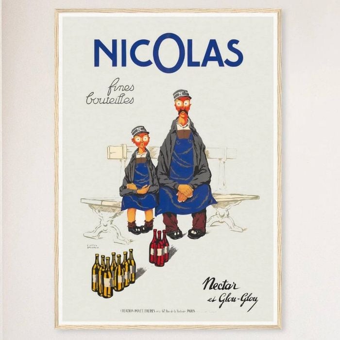 Galrie Nicolas Fine Bottles Vintage French Art Poster by Jules Isnard Dransy (1930) Home, Wood Frame, A1 60 x 84cm (23 x 33inch)