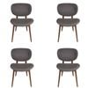 Sk Designer Living | Pack Of 4 | Nobu Dining Chair | Walnut Legs - Dark Grey Fabric