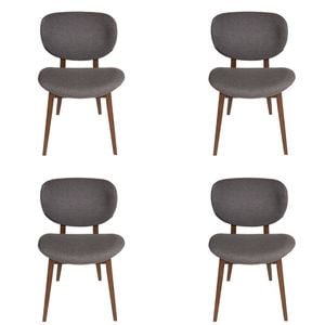 Sk Designer Living | Pack Of 4 | Nobu Dining Chair | Walnut Legs - Dark Grey Fabric
