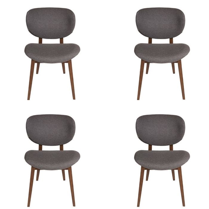 Sk Designer Living | Pack Of 4 | Nobu Dining Chair | Walnut Legs - Dark Grey Fabric