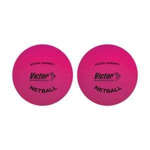 2PK Victor Sports Vinyl School Netball Soft Touch Lightweight Ball Pink 8 Inch