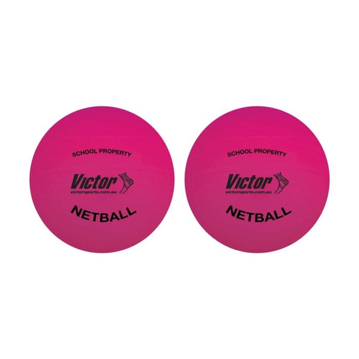 2PK Victor Sports Vinyl School Netball Soft Touch Lightweight Ball Pink 8 Inch