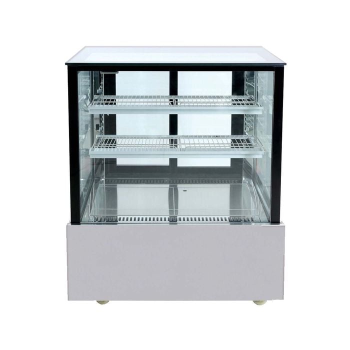 Bonvue Black Trim Square Glass Cake Display 2 Shelves  - Cake Display Fridges (ssu90-2xb)