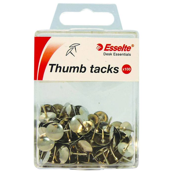 Esselte Thumb Tacks Drawing Pins (100pk) (Silver)