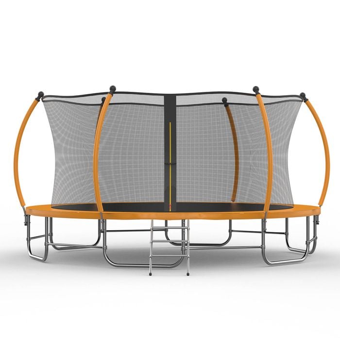 Advwin 12FT Trampoline Outdoor for Kids w/Safety Enclosure Net, Ladder, Max Limit 150 kg，Orange