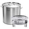 SOGA Stainless Steel Stock Pot with Double Steamer Rack Insert 21L