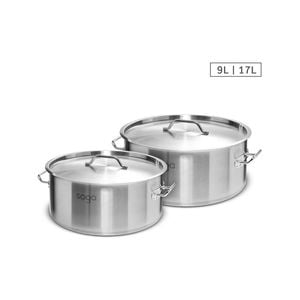 SOGA Stock Pot 9L 17L Top Grade Thick Stainless Steel Stockpot 18/10