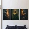 3pcs Flame Knight Art of Knight Wearing Full Armor Print 100% Australian Made 3 x 40x60cm (Metal Print)