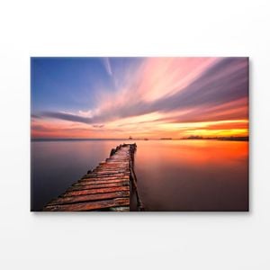 Wooden Pier In Istanbul With Sunset Print 100% Australian Made 120x90cm (Stretched Canvas)