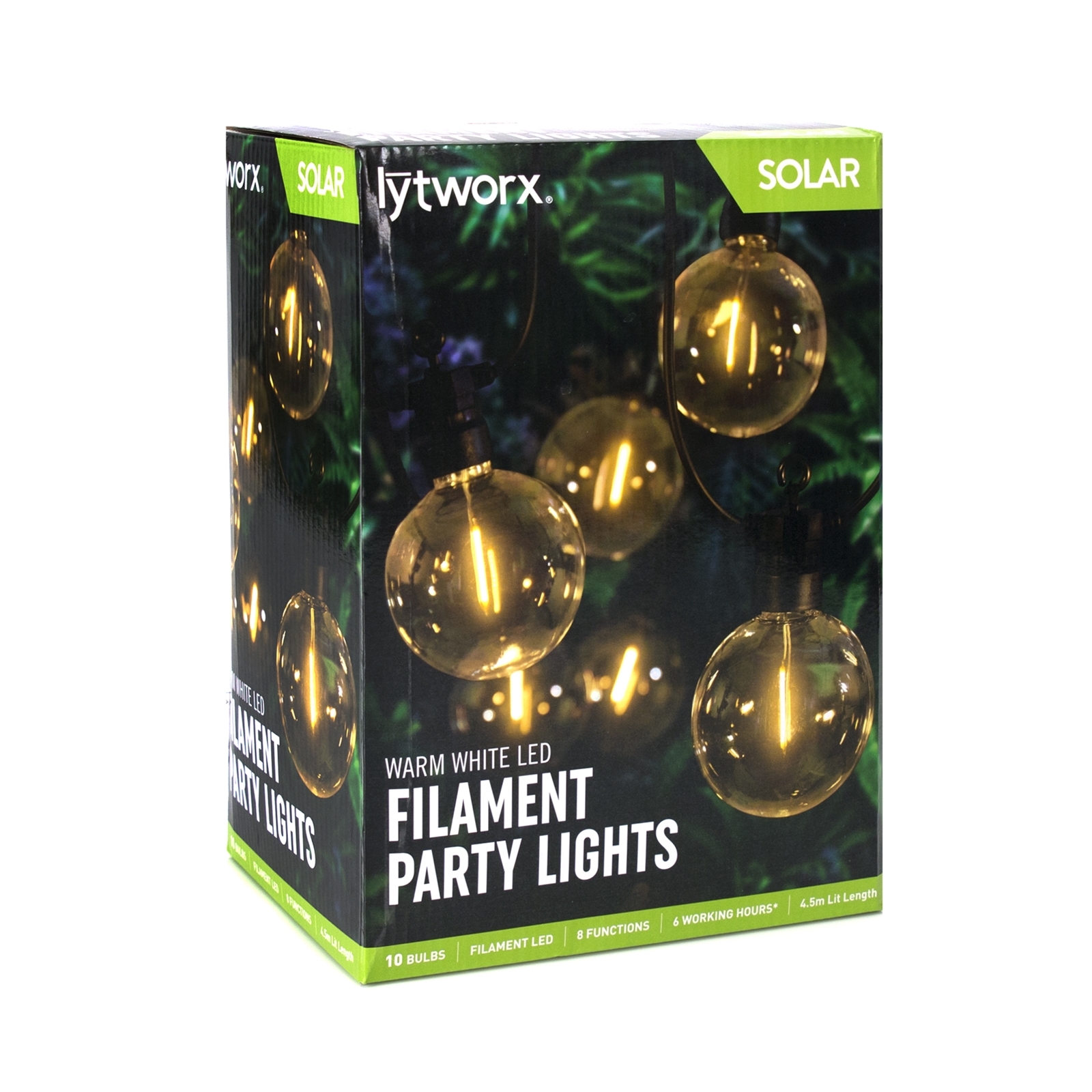 Lytworx 10 Bulb Warm White Filament Solar Party Lights