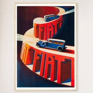 Galrie Charming French Vintage Car Poster - Classic Advertisement Art for Home & Office, Wood Frame, 50 x 70cm (20 x 28inch)