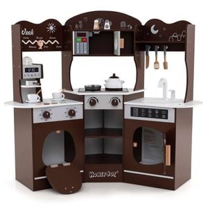 Costway Kids Pretend Play Kitchen Brown