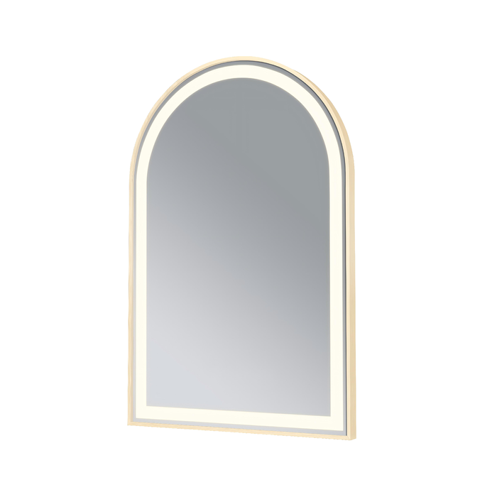 Barelli 900 x 600mm Brushed Brass Signature Framed Arch LED Mirror