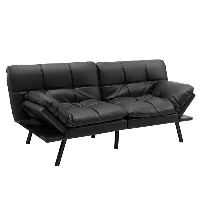 Costway Luxury Pu Leather Sofa Bed Lounge Living Room Furniture Black