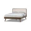 Stella Light Beige Upholstered Walnut Queen Bed Frame