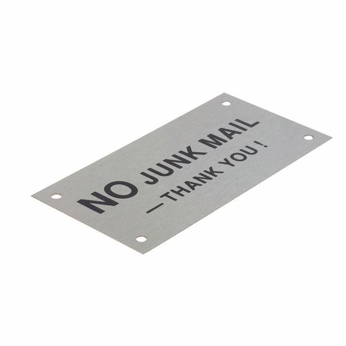 Sandleford 95 x 47mm Stainless Steel No Junk Mail Sign
