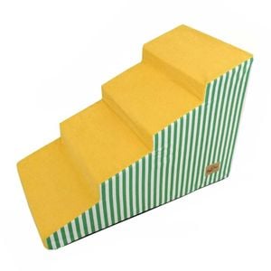 P&P Bright Yellow Four Step Dog Ramp Foam Stairs For Beds Sofas And Couches