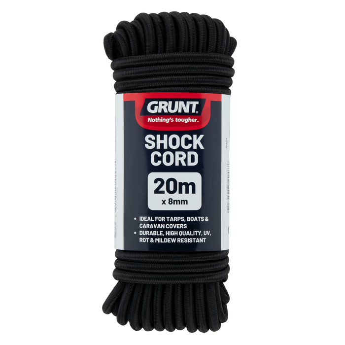 GRUNT 8mm x 20m Black Shock Cord